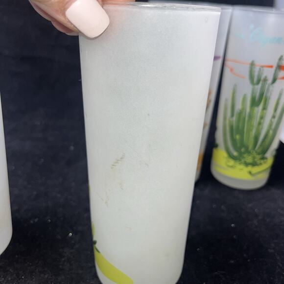 Set Of 6 Vintage Blakely Oil & Gas Arizona Cactus Frosted Ice Tea Glasses - Picture 8 of 11